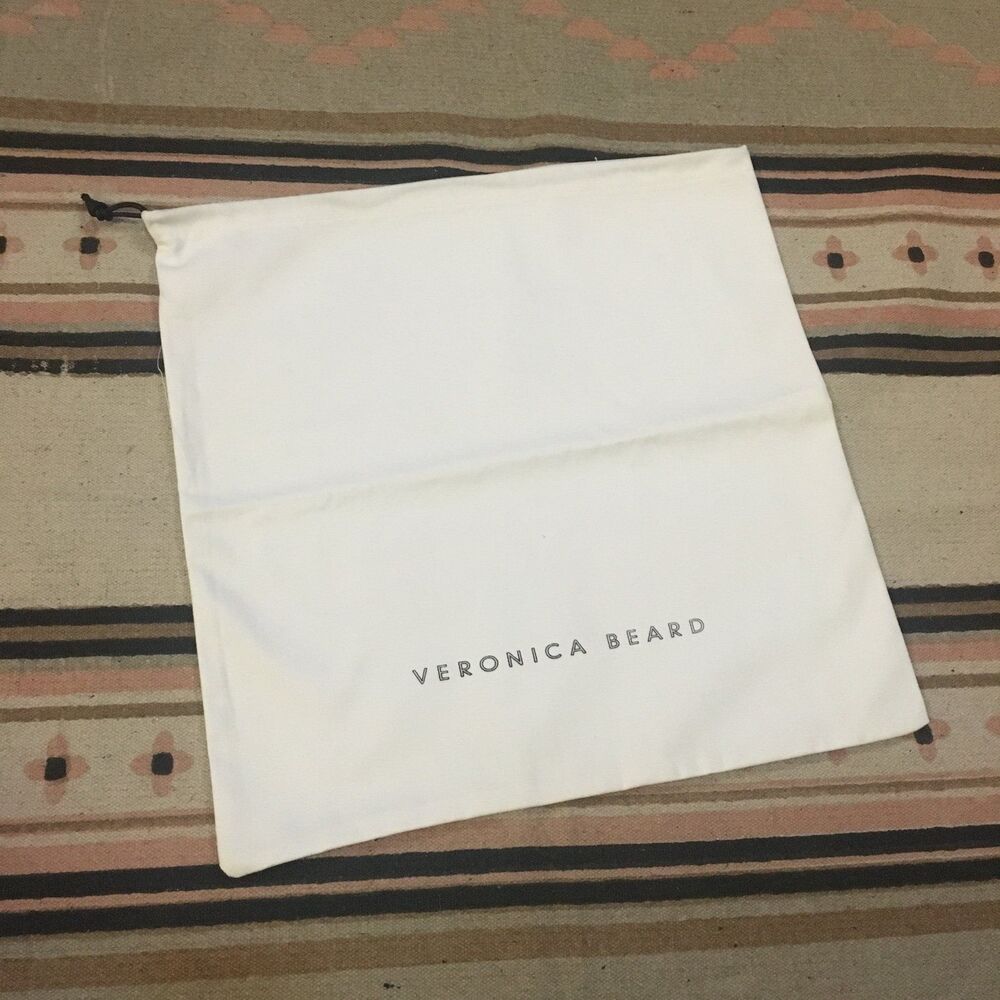 Veronica Beard white w/ black lettering soft Dust bag garment drawstring bag 15”